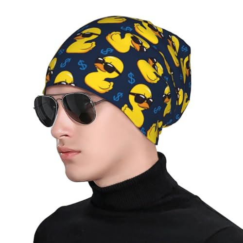 Slouchy Beanie Hat Skull Cap Chemo Headwear Baggy Hats for Men Women Running Cycling - color: Funny Duck