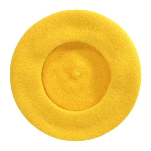 ZLYC Wool French Beret Hat Solid Color Classic Artist Cap for Women - color: Gold