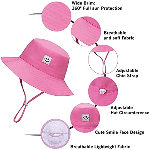 55cube Baby & Toddler Sun Hat UPF 50+ Bucket Hat with Chin Strap - color: 1pack Pink, size: 2-5T