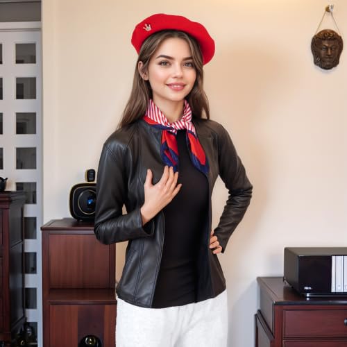 choyaxo 3pcs French Beret Hat Set Costume Accessories Set Including Beret Hat Scarf Crown Pin for Women French Themed Party - style: Romantic Style