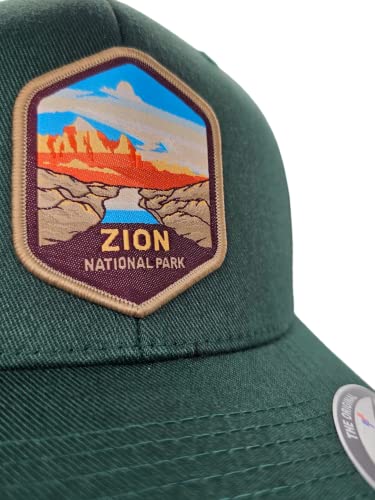Zion Fitted Hat with National Park Woven Patch - color: Green L/XL (7 1/8” - 7 5/8”)