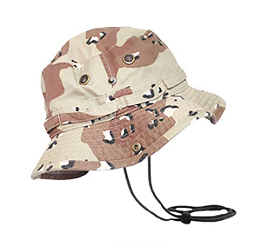 Newhattan Boonie Safari Bucket Hat Foldable Military Style Cap - color: Desert Camo, size: Large-X-Large