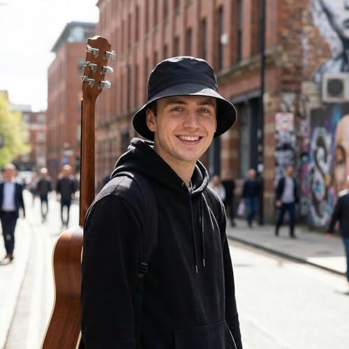 Fumwase 8PCS Bulk Solid Color Bucket-Hat Blank Fashion Summer Beach Bucket-Hat for Men Women Vacation Travel Accessories - color: Black