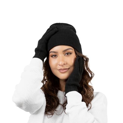 25 Pack Winter Beanie Hats, Unisex Thermal Toboggan Cold Weather Cuffed Caps Bulk Bundle - color: Black