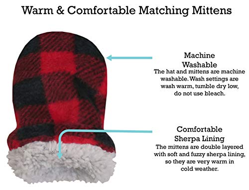 N'Ice Caps Toddler Baby Boys Flap Hat Mitten Set Fleece Sherpa Lined - color: Red, size: 2-3 Years