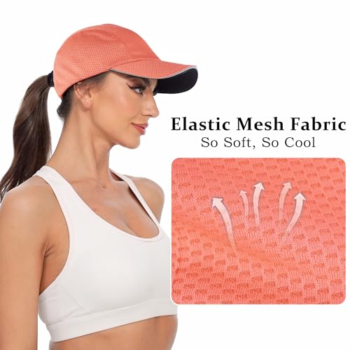 GADIEMKENSD Women's Race Day Running Cap Performance Mesh Hat - Excellent Ventilation, Lightweight, Reflective Safety - color: Pink Orange