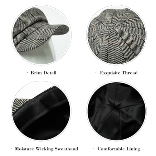 Comhats Women's Wool Winter Warm Newsboy Hats, Fashion Pageboy Beret Cap - color: 99952_army Green(satin Lined)v, size: Medium