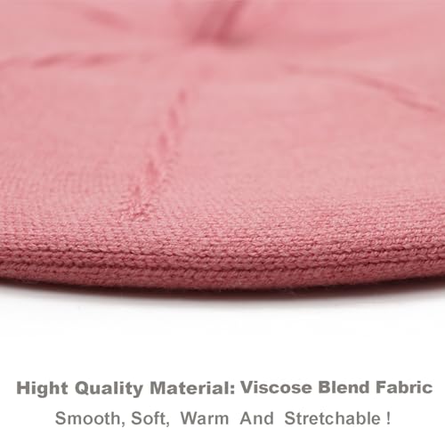 Wheebo Reversible Solid Color French Beret Hat for Women and Girls - color: Pink1