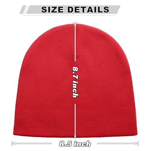 ROYBENS 100% Cotton No Cuff Beanie Hat Men Women, Fisherman Skull Cap - color: Red
