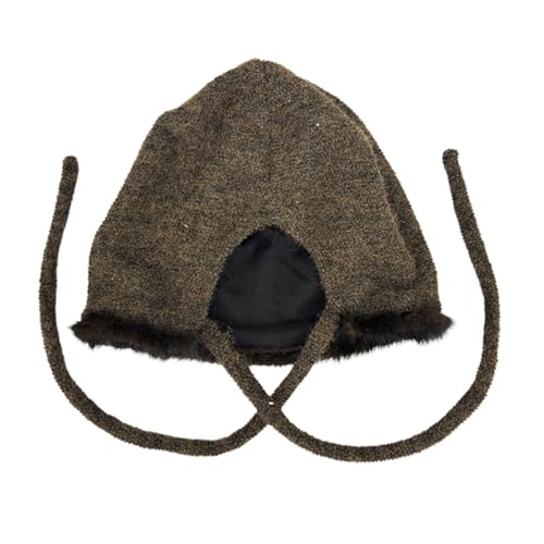 Women Winter Fleece Beanies Hat with Ear Flaps Soft Warm Crochet Skull Cap - color: B Coffee