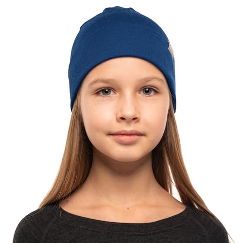100% Merino Wool Beanie Kids - Unisex Wool Cap 17.5um for Kids -Toddler Hat - color: Denim