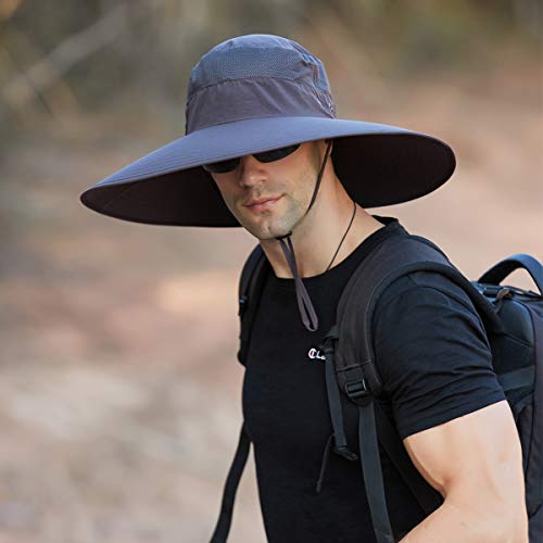 Leotruny Super Wide Brim Bucket Hat UPF50+ Waterproof Sun Hat for Fishing - color: C02-dark Gray