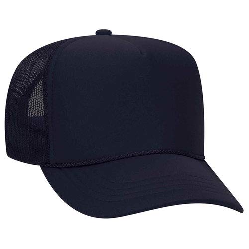 Ashen Fane Kids' Polyester Foam Front 5 Panel High Crown Mesh Back Trucker Hat - color: Navy