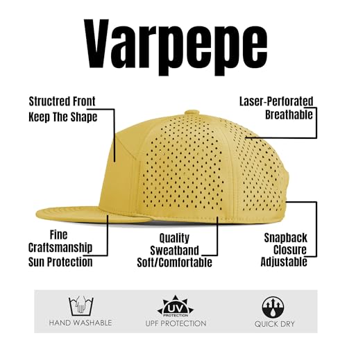Performance Snapback Hats for Men Women,Flat Bill Cap,Golf,Running,Workout - color: 28.gold