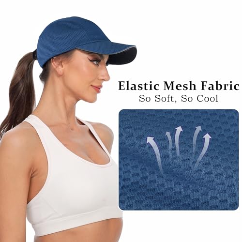 GADIEMKENSD Women's Race Day Running Cap Performance Mesh Hat - Excellent Ventilation, Lightweight, Reflective Safety - color: Dark Blue