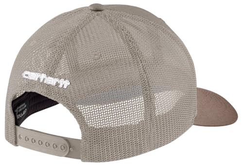 Carhartt Men's Rugged Flex Twill Mesh-Back Logo Patch Cap - color: Gray Dunes/Stone Brown