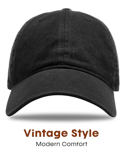 FURTALK Unisex Vintage Unstructured Baseball Cap Washed Cotton Dad Hat - color: Black, size: Medium-Large