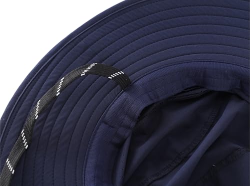 Connectyle UPF 50+ Wide Brim Sun Hat for Men Women UV Protection Bucket Hats Outdoor Breathable Safari Hat for Fishing Hiking - color: Navy Blue