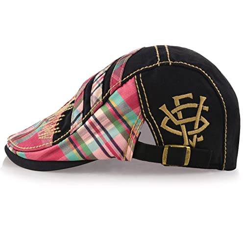 M MOACC Men Beret Hat Cotton Adjustable Newsboy Hats Cabbie Gatsby Cap Driving Flat Caps - color: Hat-t1-black(12489)