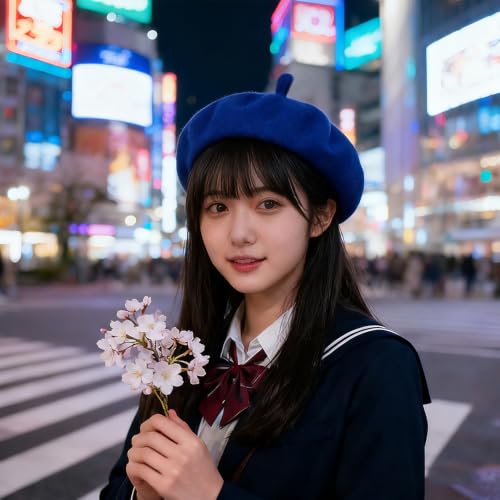Classic French Beret Hat 10.6 Inch Width Wool Beret Hat for Women - color: Royal Blue