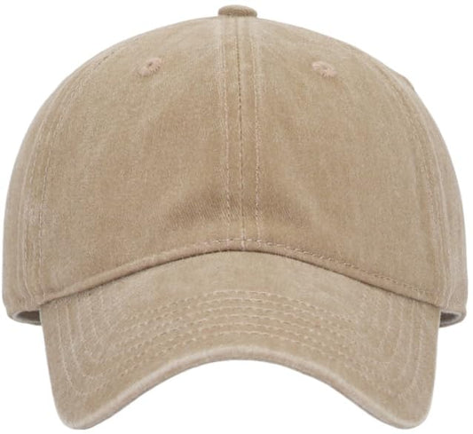 Vintage Washed Cotton Plain Baseball Caps Adjustable Unstructured Blank Casual Dad Ball Hats for Men Women, M/L/XL/XXL - color: Khaki, size: X-Large-XX-Large