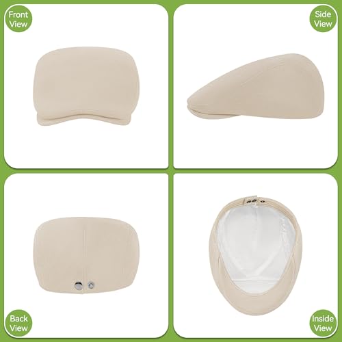 Men's Flat Cap Linen Blend Adjustable Newsboy Cap for Men Classic Cabbie Ivy Gatsby Irish Beret Cap Summer Hat - color: Beige_aa, size: Large
