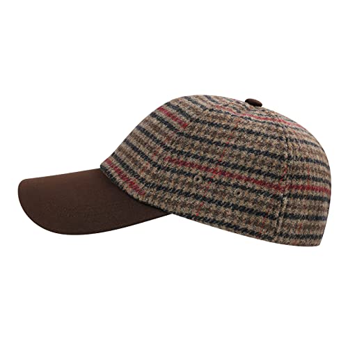 BOTVELA Men Wool Adjustable Tweed Baseball Cap - color: P Houndstooth Coffee