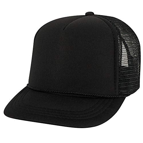 OTTO Polyester Foam Front Youth 5 Panel High Crown Trucker Hat - color: Black