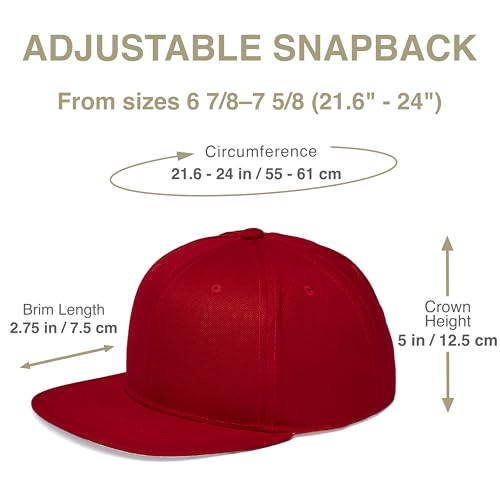 E BY ELIDAN Flat Bill Hat, Structured Flat Brim Baseball Cap for Men - color: Red