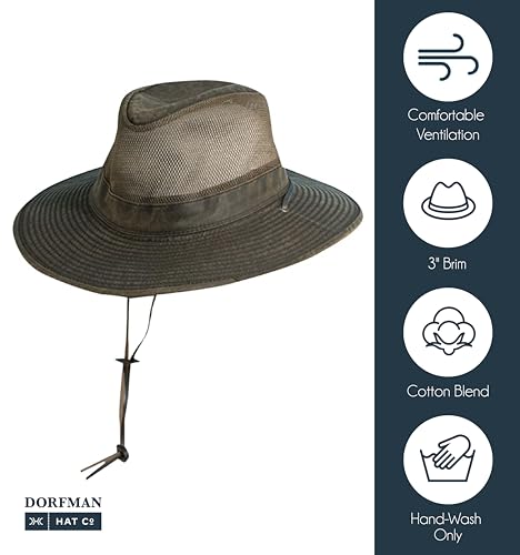 Dorfman Pacific Co. Men's Weathered Cotton Big Brim with Mesh - size: Large