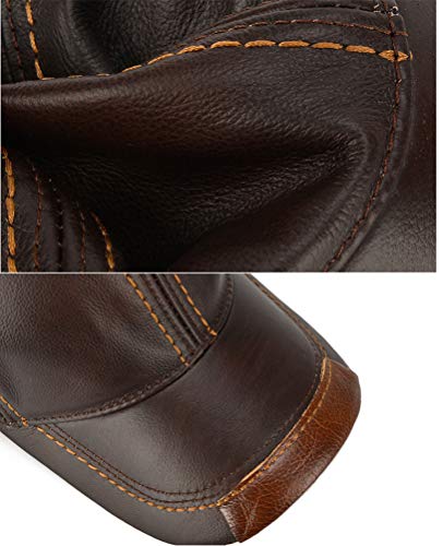 Gudessly Adjustable Men's Genuine Cowhide Leather Baseball Cap for Fall Winter Outdoor Sports Hat - color: A-coffee