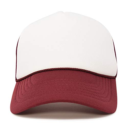 DALIX Two Tone Blank Trucker Hats Caps (2 for 1) - color: Maroon/White