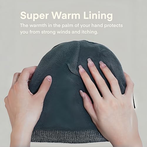 Winter Beanie for Men Women, Cuffed Knitted Fleece Lined Unisex Soft Warm Running Cycling Ski Hat Stocking Beanies Skull Cap - color: Navy Blue