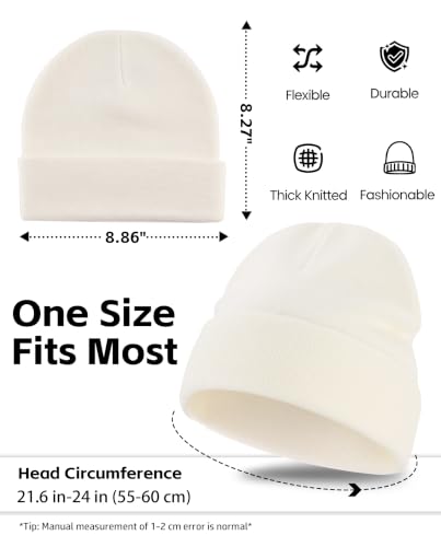 Connectyle Men's Cuffed Beanie Hat Double Layer Knit Winter Watch Cap - color: Beige