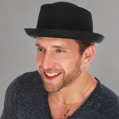 The Hat Depot Unisex Light Weight Classic Soft Cool Mesh Pork Pie hat - color: Black, size: Large-X-Large