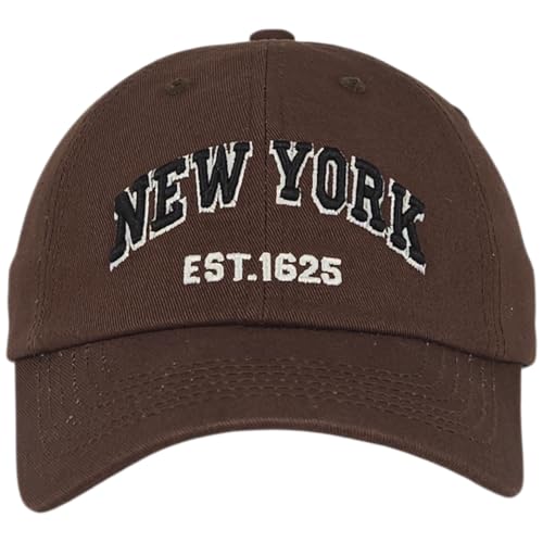 E BY ELIDAN NY Dad Hat, New York EST.1625 Cotton Baseball Cap Women & Men - color: Brown