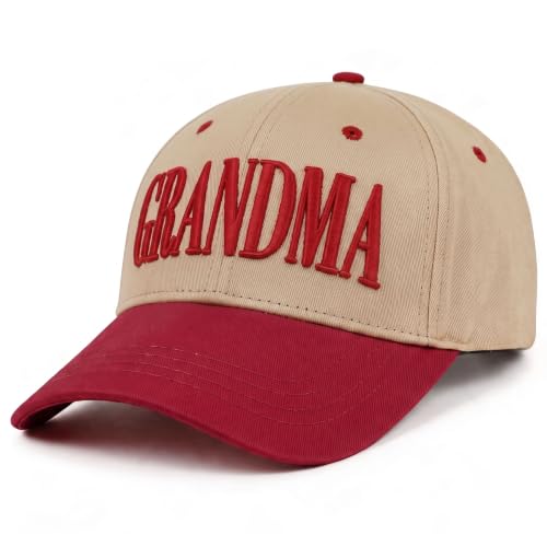 Grandma Trucker Hat for Women, Vintage Two-Tone Grandma Baseball Hat, New Grandmother Birthday Gifts - color: 01.red