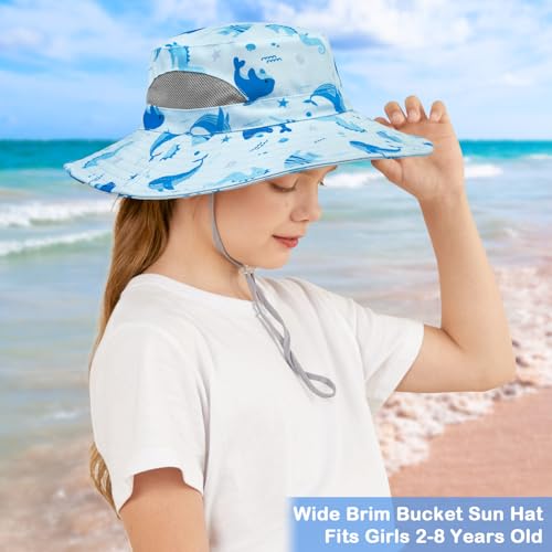 ICOSY Kids Sun Hat, UPF 50+ Girls Beach Hat for Toddler Kids - color: Blue Ocean