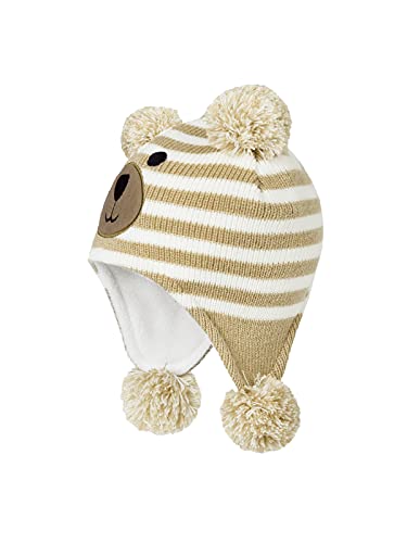 Baby Winter Hat Toddler Beanie Warm Fleece Lined Earflap Cap with Pom Pom - color: O1pc Bear Beige, size: 1-2T