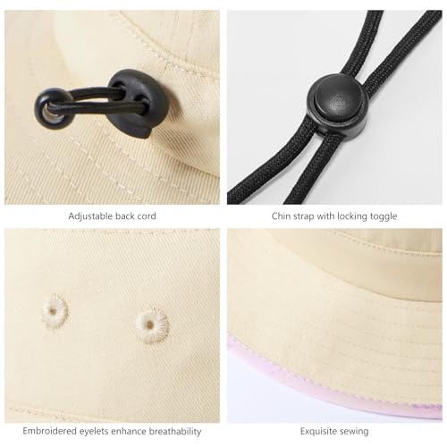 UPF 50+ Foldable Sun Hat Patterned Under Brim Bucket Hats for Summer Hiking Fishing Beach Safari Men Women - color: Beige, size: Medium