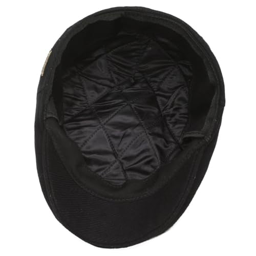Men's Newsboy Cap with Earflaps Flat Ivy Caps Gatsby Golf Cabbie Hats - color: Black Stripe
