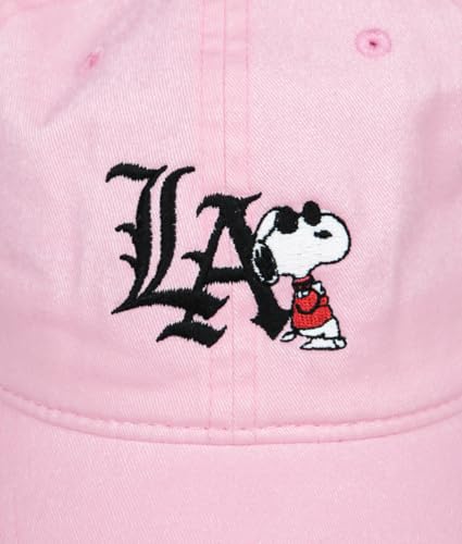 Riot Society Mens Embroidered Adjustable Dad Hat - color: Peanuts Snoopy La Chill Embroidered (Pink)