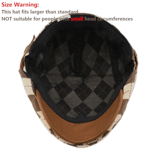 Women's Berets: Black Houndstooth Red Beret Hats for Women Fall Winter Fashion Outfit - color: Advance-checkered-brown