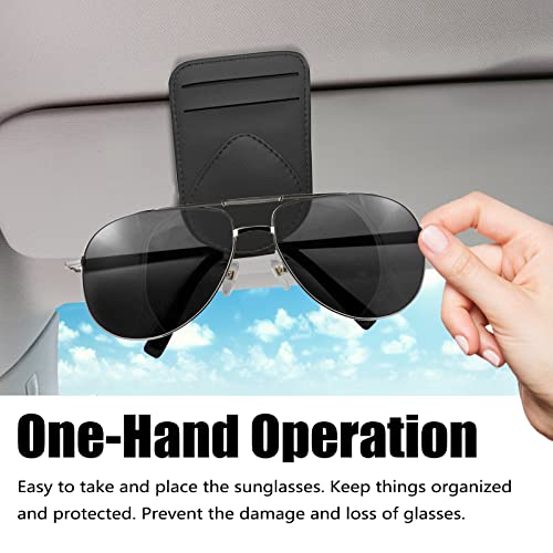 Sunglass and Card Holder for Car Visor, 2 Card Slots Visor Glasses Clip, Strong Magnetic Visor Holder, Visor Accessories for Cars SUV(Beige 1Pc) - color: Beige(1 Pc)