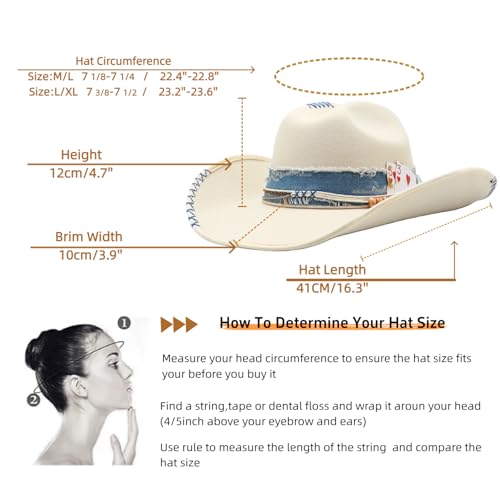 Cowboy Hat for Men and Women - Cattleman Wide Brim Western Cowgirl Hat with Gift Packaging - color: Beige-01, size: 7 3/8-7 1/2