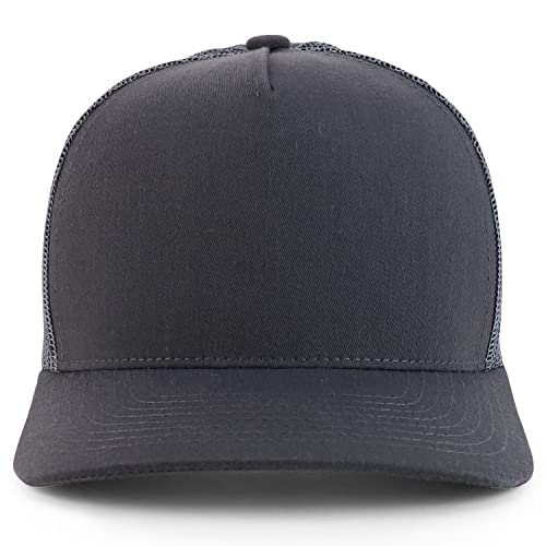 Trendy Apparel Shop Premium High Crown Cotton 5 Panel Pro Style Mesh Back Cap - color: Charcoal