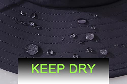 Plus Size XL XXL Sun Hats for Men Bucket Boonie UV Protection UPF50+ Waterproof Wide Brim Foldable Fishing Beach - color: Dark Gray With Neck Flap Face Cover, size: Large-X-Large