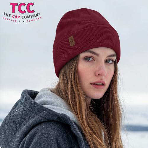 Beanie for Men Women | Cuffed Thick Soft Knitted Unisex Winter Hat Beanies Skull Cap - color: A05- Red