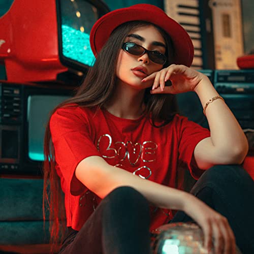 Fedora Hats for Men Wide Brim Panama Hat with Classic Belt - color: Red