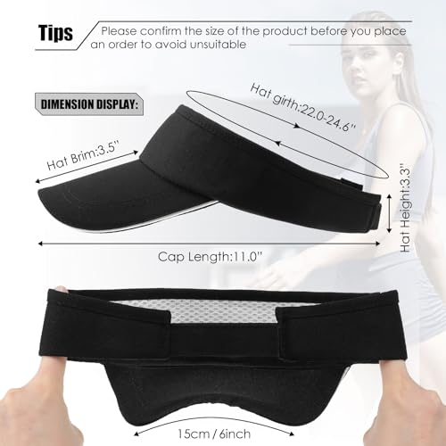 Bonuci 24 Pcs Visor Bulk for Women Sun Hat Visors for Men Tennis - color: Black